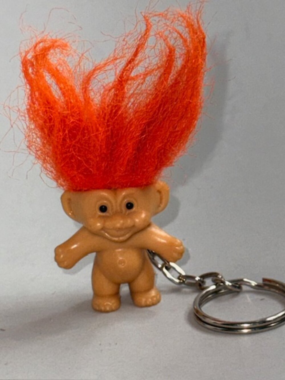 Vintage Russ Berrie Troll Toy Figure Pixie Elf Orange Hair Keychain Key Chain